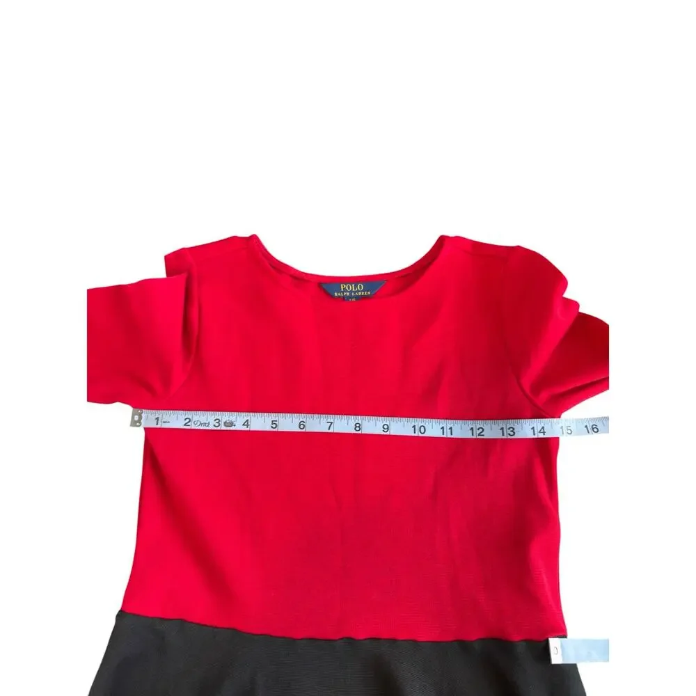Polo Ralph Lauren Girl's Dress Black Red Holiday‎ Christmas Long Sleeve Large